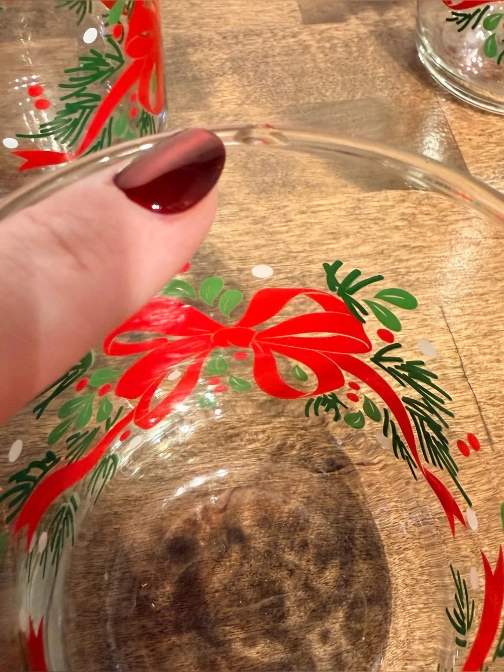 Libbey Holiday Red Bow Rocks Glass - Set of 4